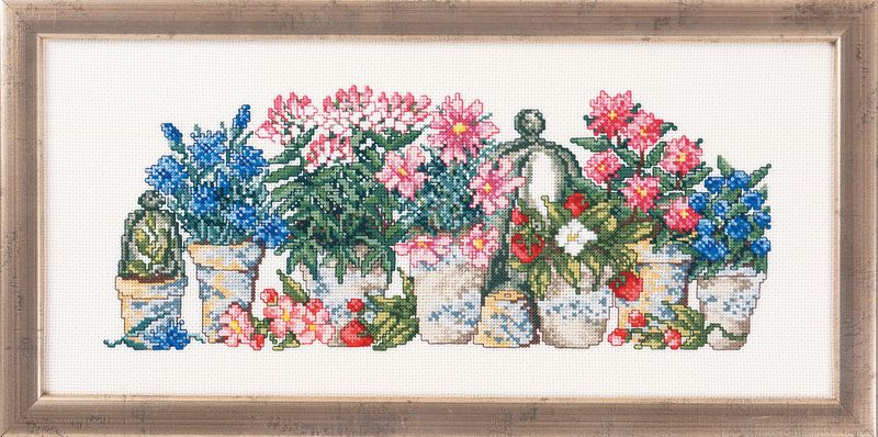 Rosa/blå blomster